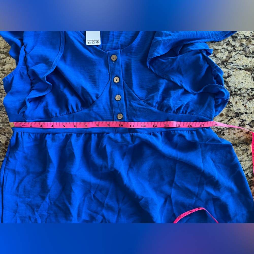 Bright Blue Ruffled Sleeve Maxi Dress - Picture 10 of 11
